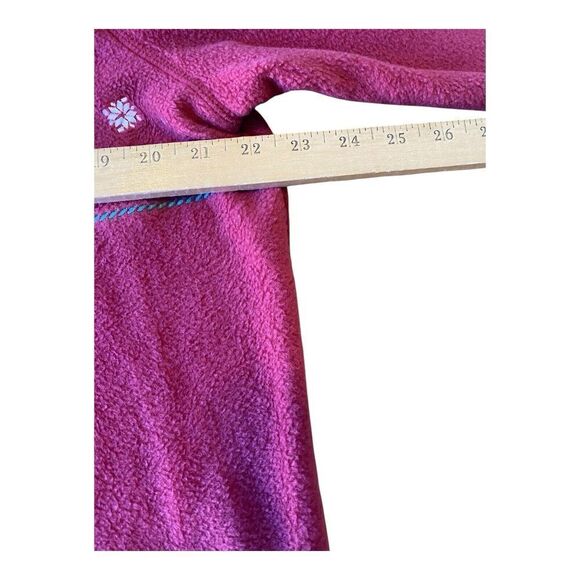 Croft & Barrow Red Fleece Jacket White Snowmen Green Fur Trees Snowflakes Size L - Picture 9 of 11